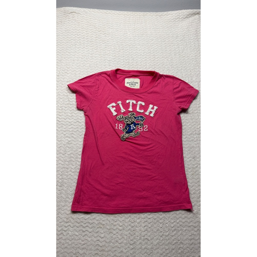 Abercrombie & Fitch Pink Graphic Tee Moose Applique Short Sleeve Shirt M 4740